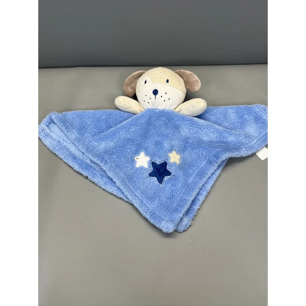 Baby Gear Blue Tan Stars Puppy Dog Security Blanket Lovey